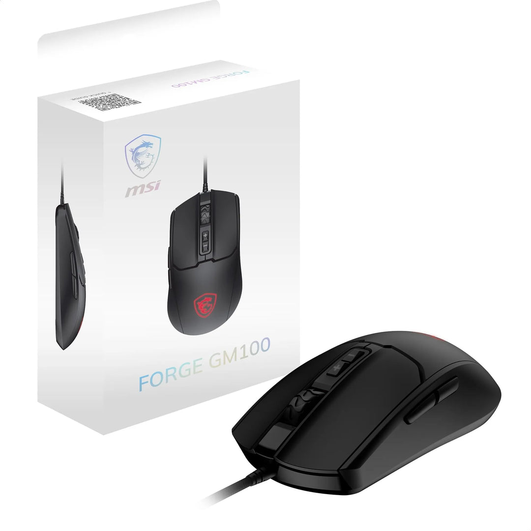 MSI Forge GM100 Gaming-Maus – 6400 DPI optischer Sensor, symmetrisch, 10 Mio. Klickschalter, 7 Taste