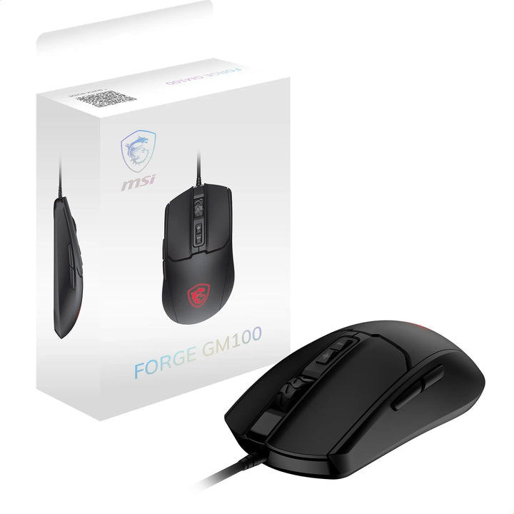 MSI Forge GM100 Gaming-Maus – 6400 DPI optischer Sensor, symmetrisch, 10 Mio. Klickschalter, 7 Taste