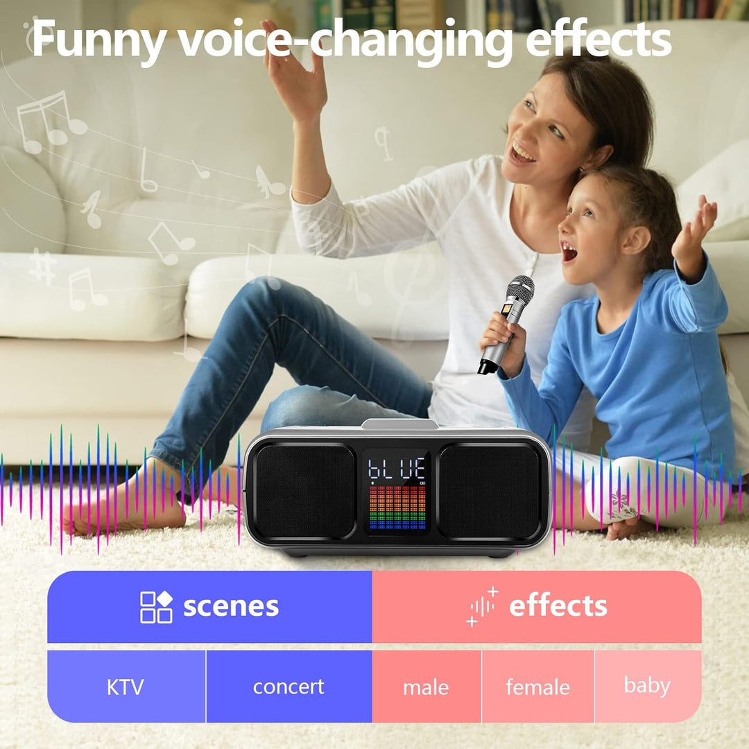 GJCrafts Karaoke Maschine Party Speaker mit 2 Wireless Microphones, Bluetooth Karaoke Lautsprecher m