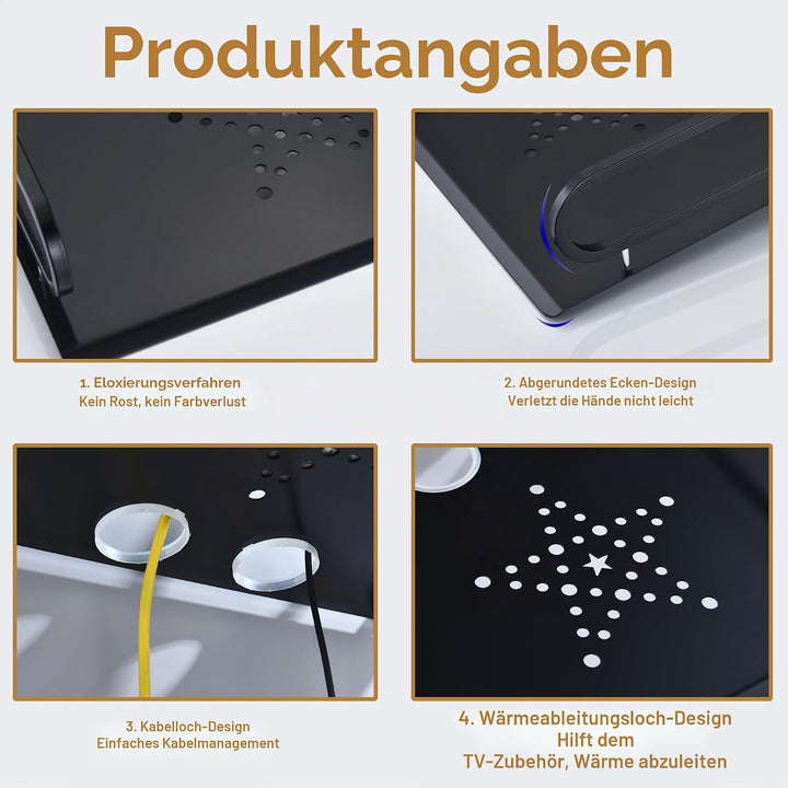 HNVNER Regal Wand für Beamer,HiFi Rack Aluminium,TV Zubehör Wandhalterung,Multimedia Wandregal für D