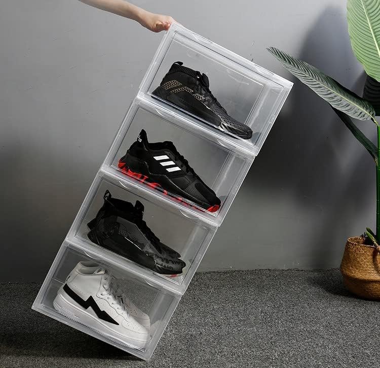 PUCHIKA Schuhboxen, Schuhbox, 6er-Set, Schuhboxen stapelbar schwarz, Schuhbox mit durchsichtiger Tür