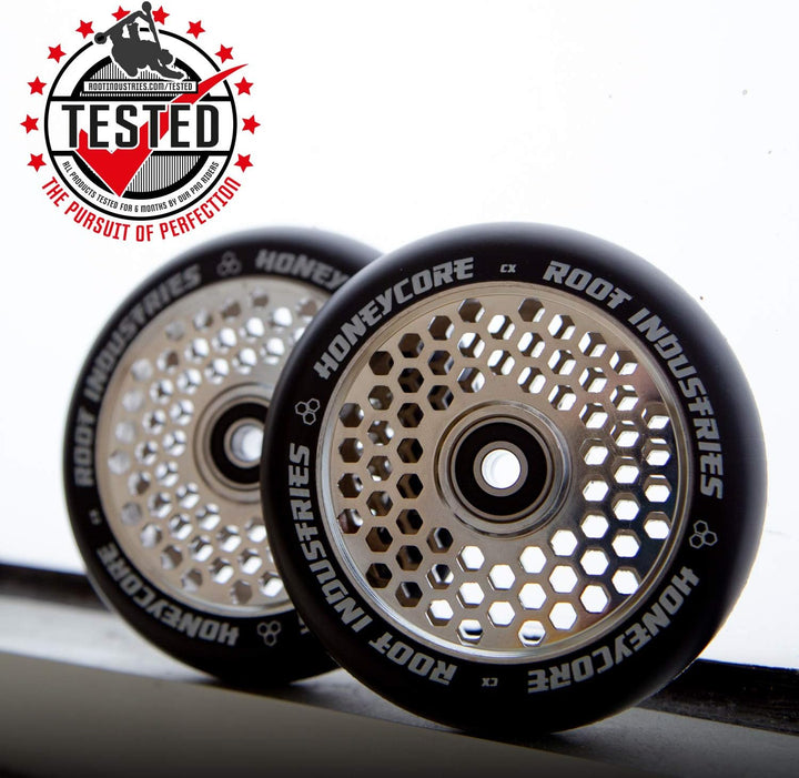 Root Honeycore Schwarz 110mm Rolle 2-Pack Complete (110mm - Mirror) Black/Mirror 110mm, Black/Mirror