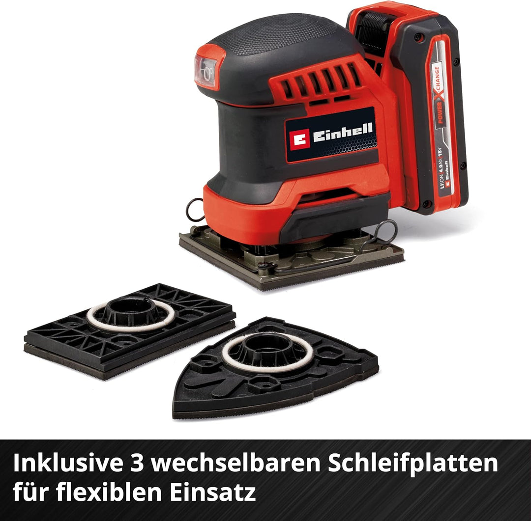 Einhell Akku-Faustschleifer TE-OS 18/113 3X Li-Solo Power X-Change (18 V, Schwingschleifer, 3x wechs