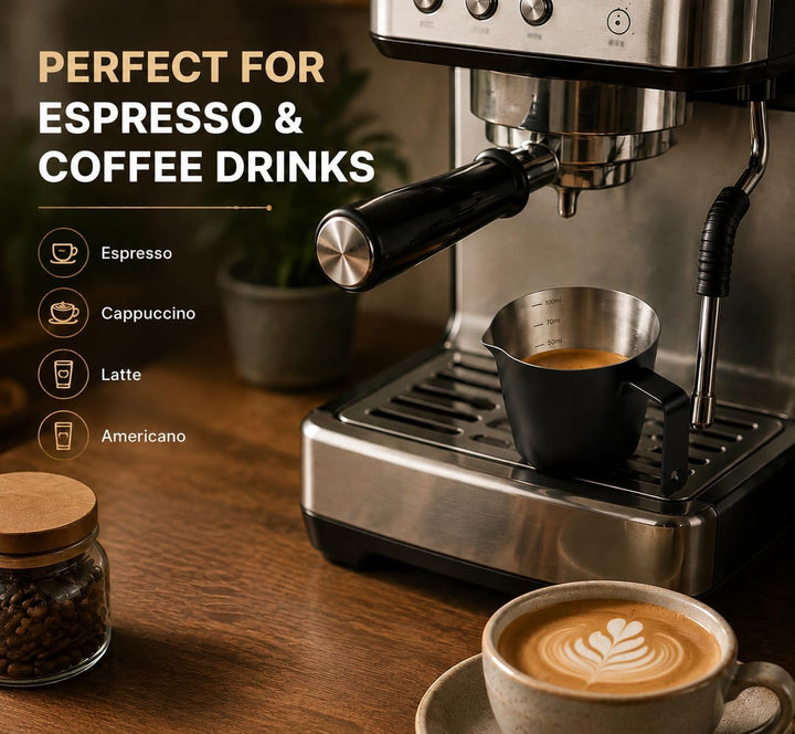 4 Stück Espresso Messbecher 100ml Klein Espresso Kännchen Kaffee Messglas
