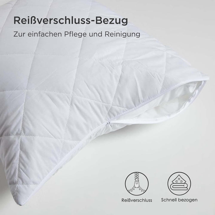 Homescapes 4er-Set Gesteppte Kissenschoner 80x80 cm, wattierte Polycotton-Kissenschonbezüge hypoalle
