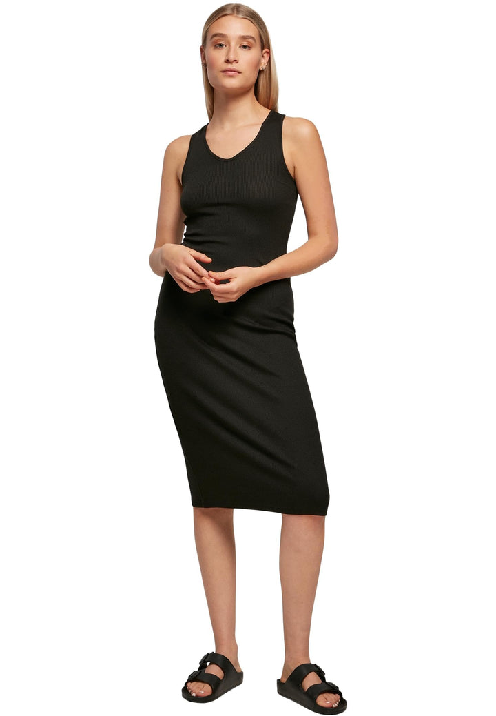 Urban Classics Damen Kleid mit am Rücken gekreuzten Trägern für Frauen, Ladies Midi Sleeveless Rib D