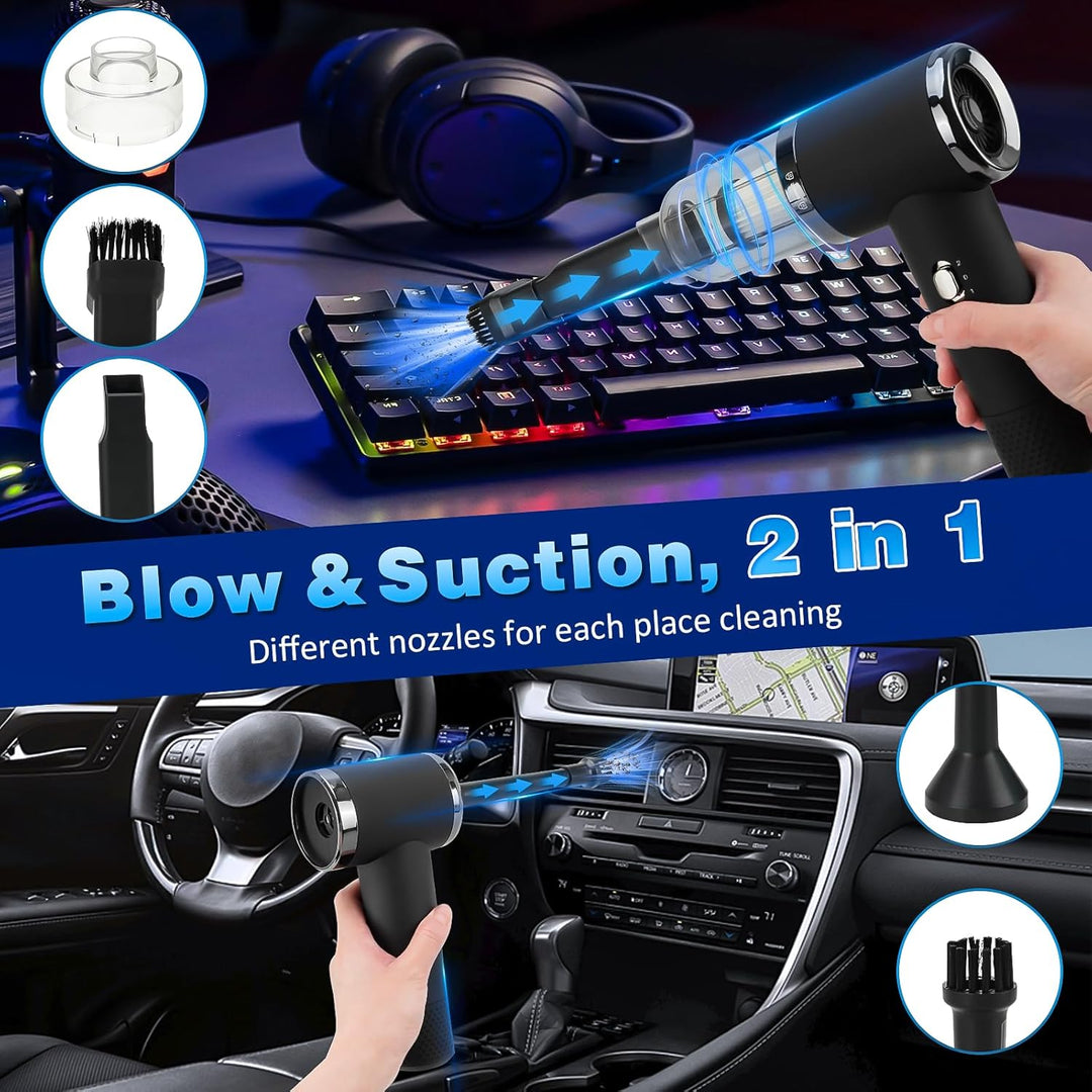 D-Lumina Handstaubsauger，15000PA kabelloser Handstaubsauger Akku mit USB-C Schnellladung，Auto Staubs