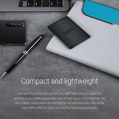 Transcend 1TB USB 3.1 Gen 2 USB Typ-C ESD270C Portable SSD Solid State Drive TS1TESD270C, 1TB
