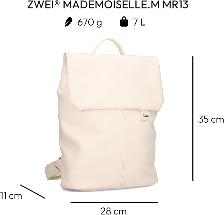Zwei Damen City-Rucksack Mademoiselle.M MR13 Tagesrucksack 7 Liter, gepolstertes Laptopfach, Magnet-