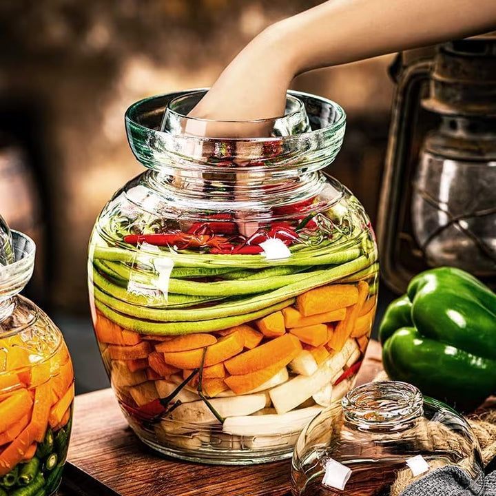 Kimchi -Glas Gärglas mit breiter Öffnung und Wasserverschluss Fermentieren Topf Gemüse Glastopf Glas