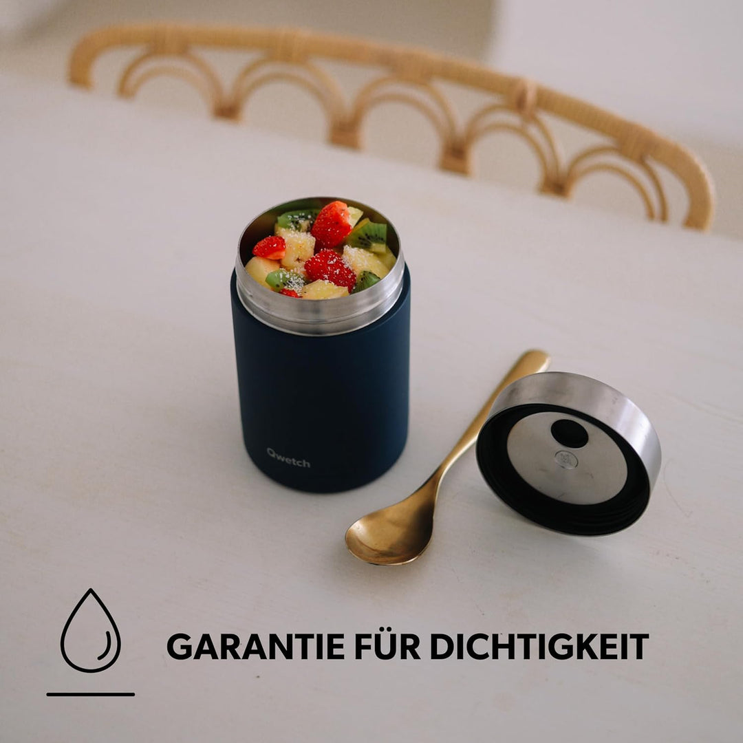 QWETCH - Isotherme Lunchbox - Edelstahl 500ml - Lebensmitteldose aus Edelstahl - 5h Warm & 7h Kalt -