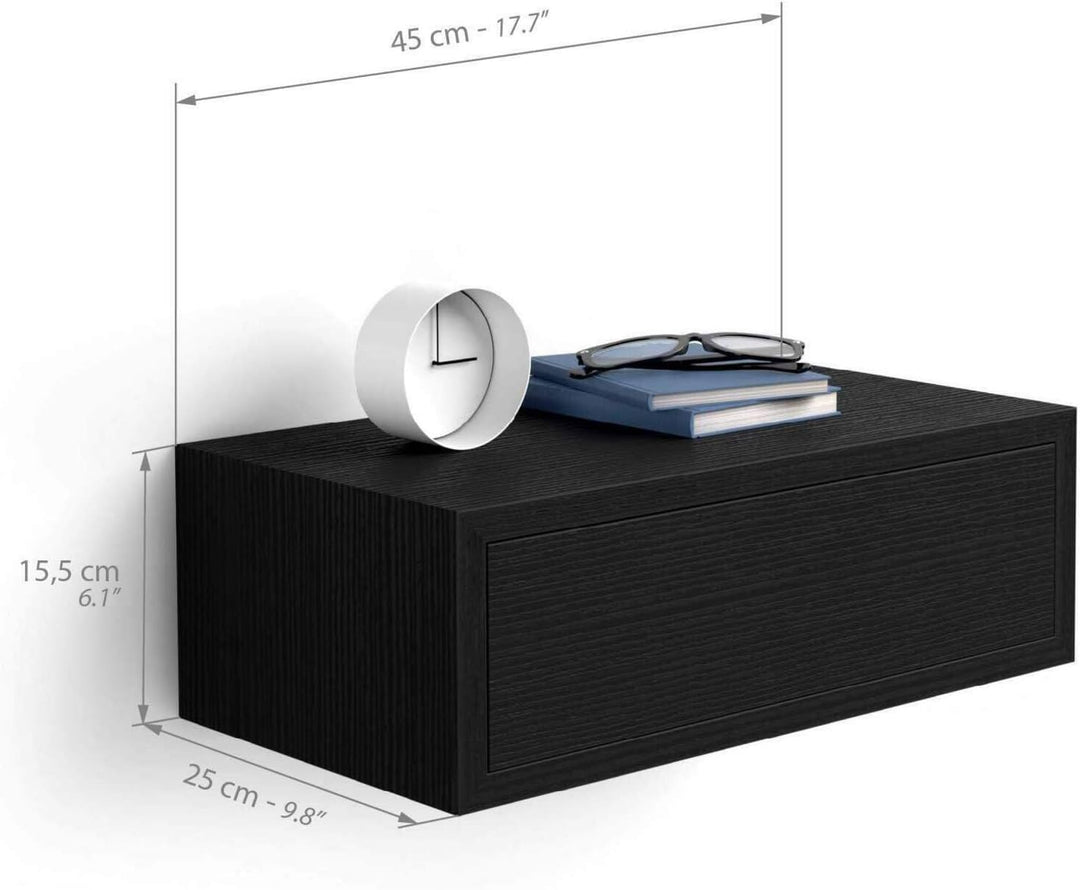 MOBILI FIVER, Riccardo Nachttisch, Esche, Schwarz, Made In Italy Esche Schwarz, Esche Schwarz