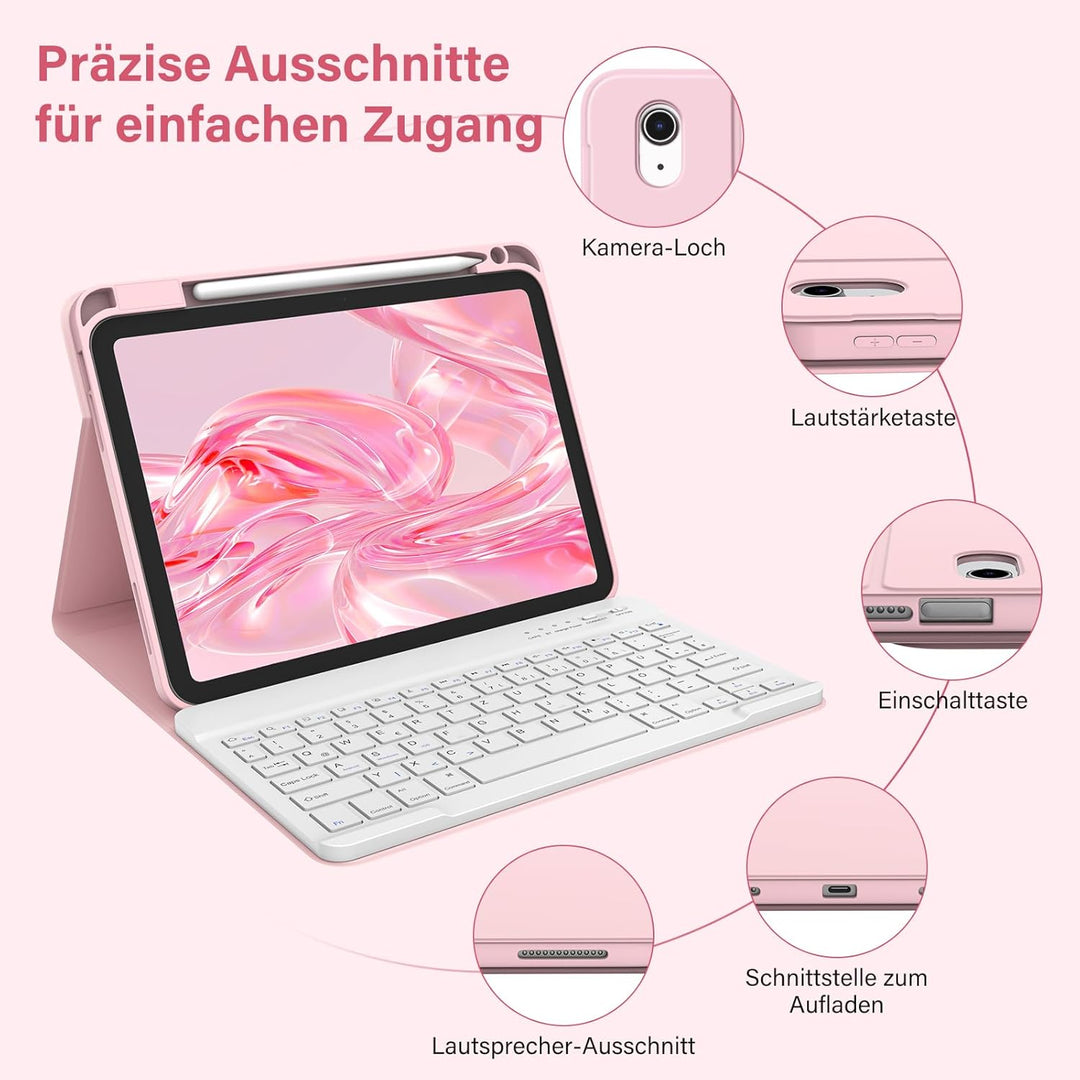 BQSS Hülle mit Tastatur für iPad A16 11 Generation 2025/10 Generation 10.9 Zoll 2022, Magnetisch Blu