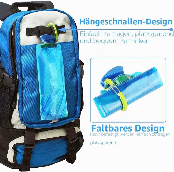 Leikurvo Faltbare Wasserflaschen 6 Stück, 700ML Faltbare Trinkflasche Flexible Zusammenklappbare Tri