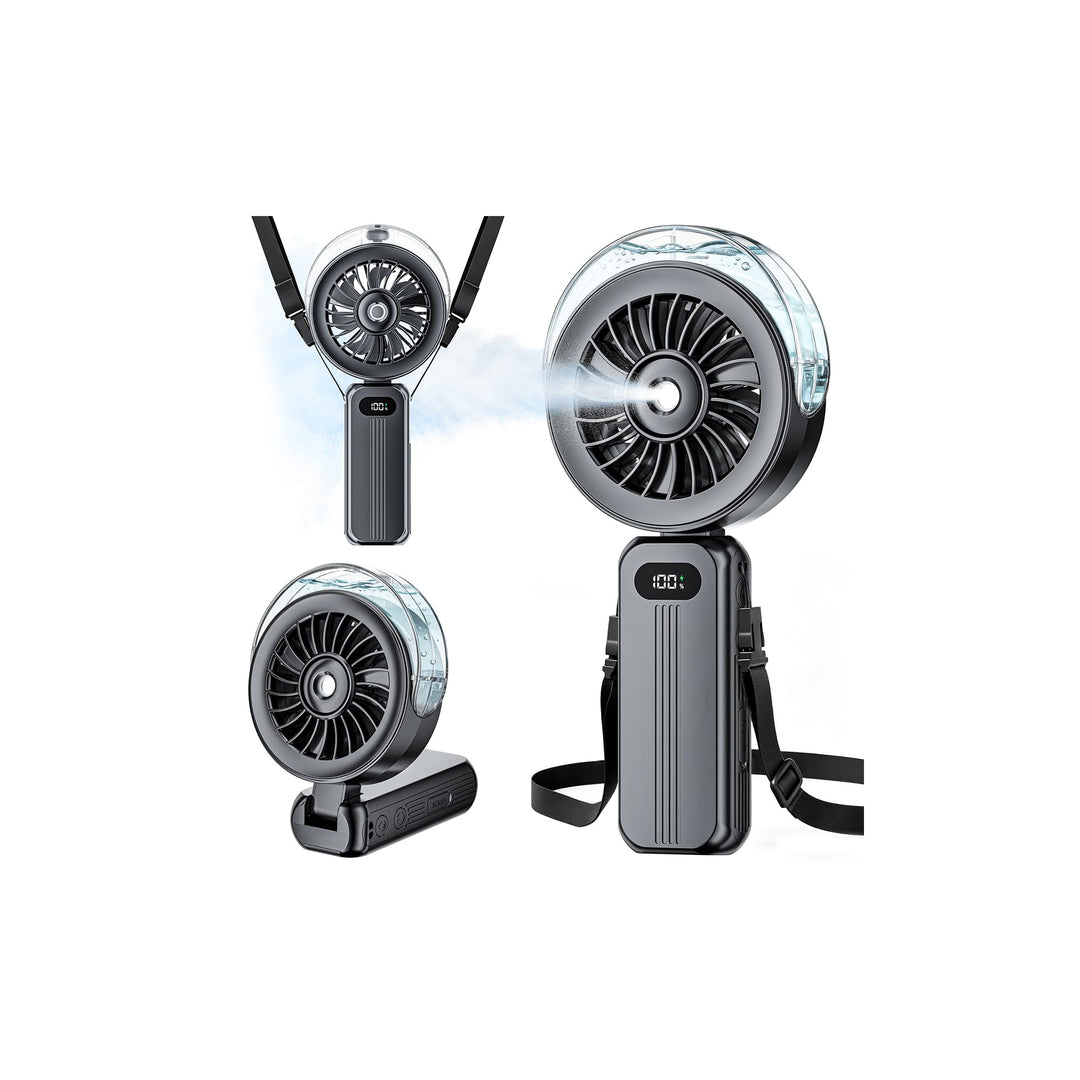 Handventilator Akku Aufladbar mit Wasserkühlung - Starkem Luftstrom Tragbarer Mini Ventilator, 6000m