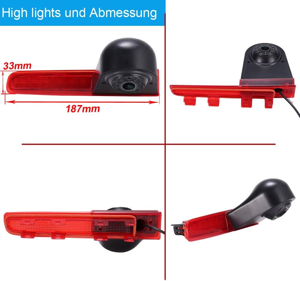 Bremsleuchte Kamera Wasserdicht Nachtsicht Rückfahrkamera Transporter Rückfahrsystem+4.3" Zoll LCD R