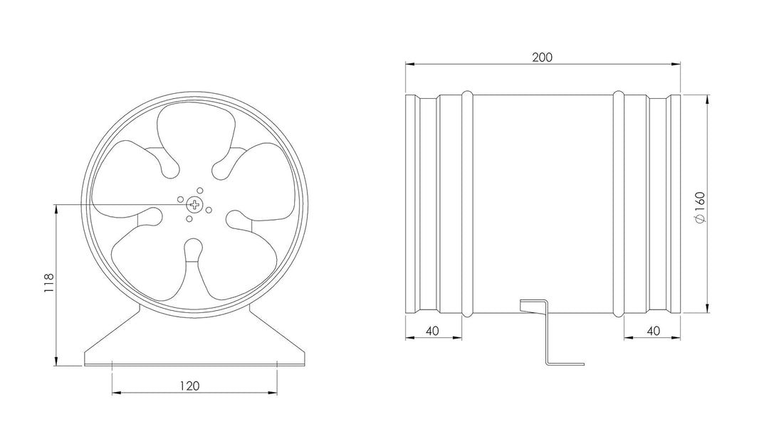 Steinberg14 Axiallüfter 160mm Rohrlüfter Zuluft - Abluft Rohrventilator Lüfter - Abluftventilator -