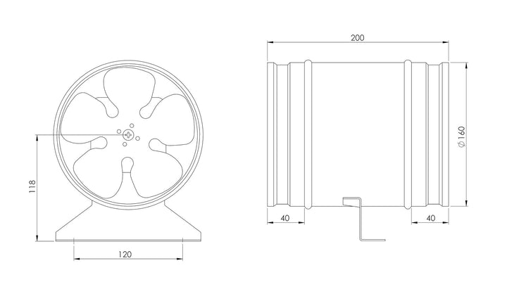 Steinberg14 Axiallüfter 160mm Rohrlüfter Zuluft - Abluft Rohrventilator Lüfter - Abluftventilator -