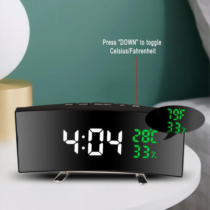 Lancoon LED Digitalwecker mit Temperatur Luftfeuchtigkeitsanzeige 6 Zoll gebogener Bildschirm Snooze