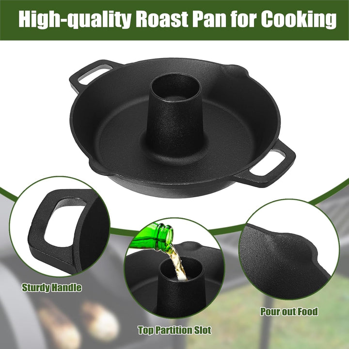 Gusseisen Hähnchenbräter Schwarz Gusseiserner Bratentopf Hähnchenhalter für Grill und Backofen Hähnc