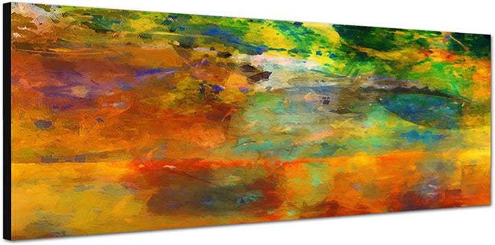 Paul Sinus Art Panoramabild auf Leinwand und Keilrahmen 150x50cm Hintergrund abstrakt grün blau oran