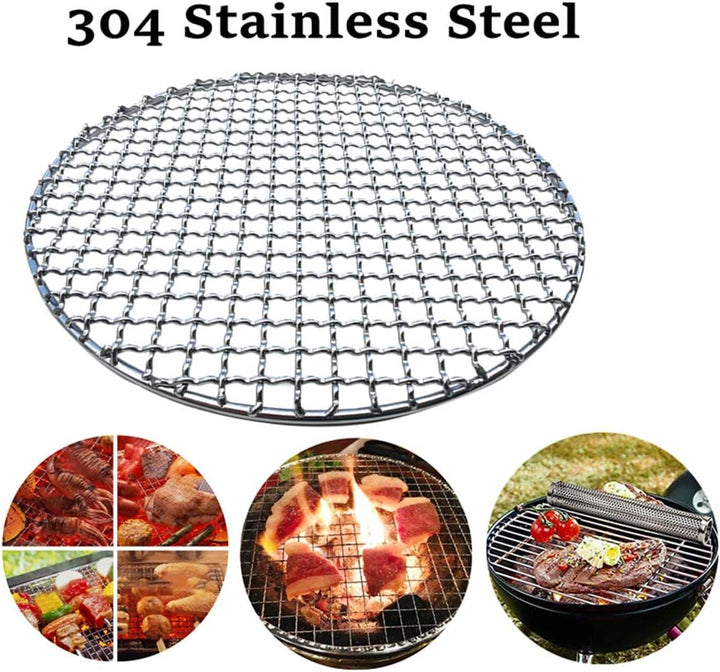 304 Grillrost Edelstahl, Grillrost Rund Aus-Rostfreiem Stahl, Grill-Aufsatz, Rost, BBQ, Antihaft-Gri