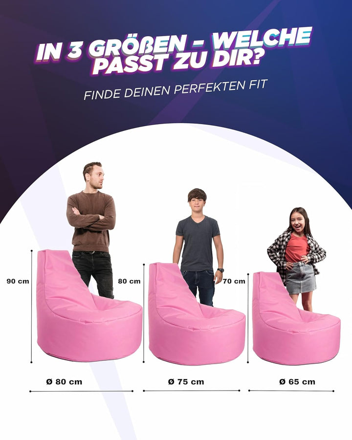 PATCH HOME Gamer Kissen & Lounge Sitzsack – befüllbar mit Reissverschluss, gefüllt mit Styropor, gee