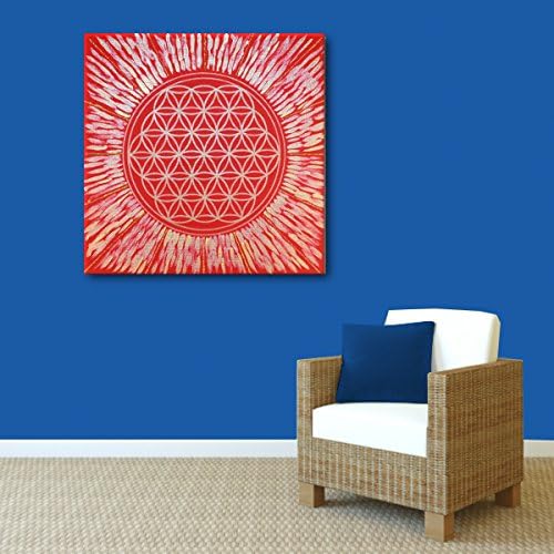 Wandbild Blume des Lebens in Gold "Kraft der Sonne" - HANDGEMALT - Grösse 50cm x 50cm - mit Acrylfar