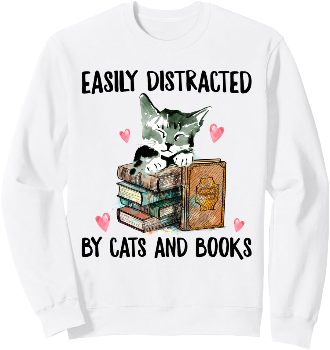 Lustiger Katzen und Bücher Spruch Katze Buch Watercolor Sweatshirt
