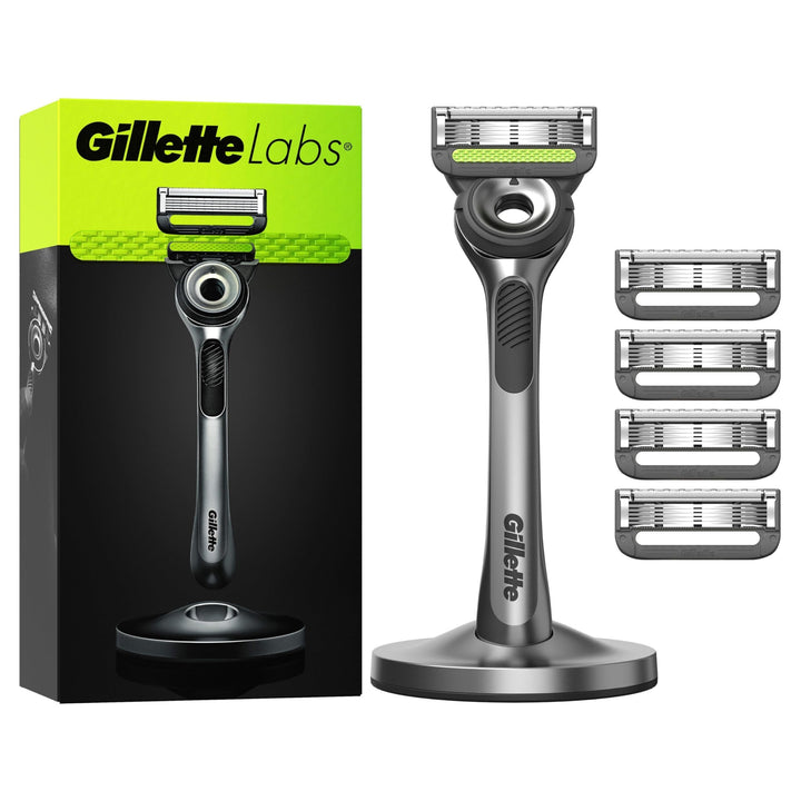 Gillette Labs Nassrasierer Herren, Rasierer mit Reinigungs-Element + 5 Ersatzklingen, Geschenk für M