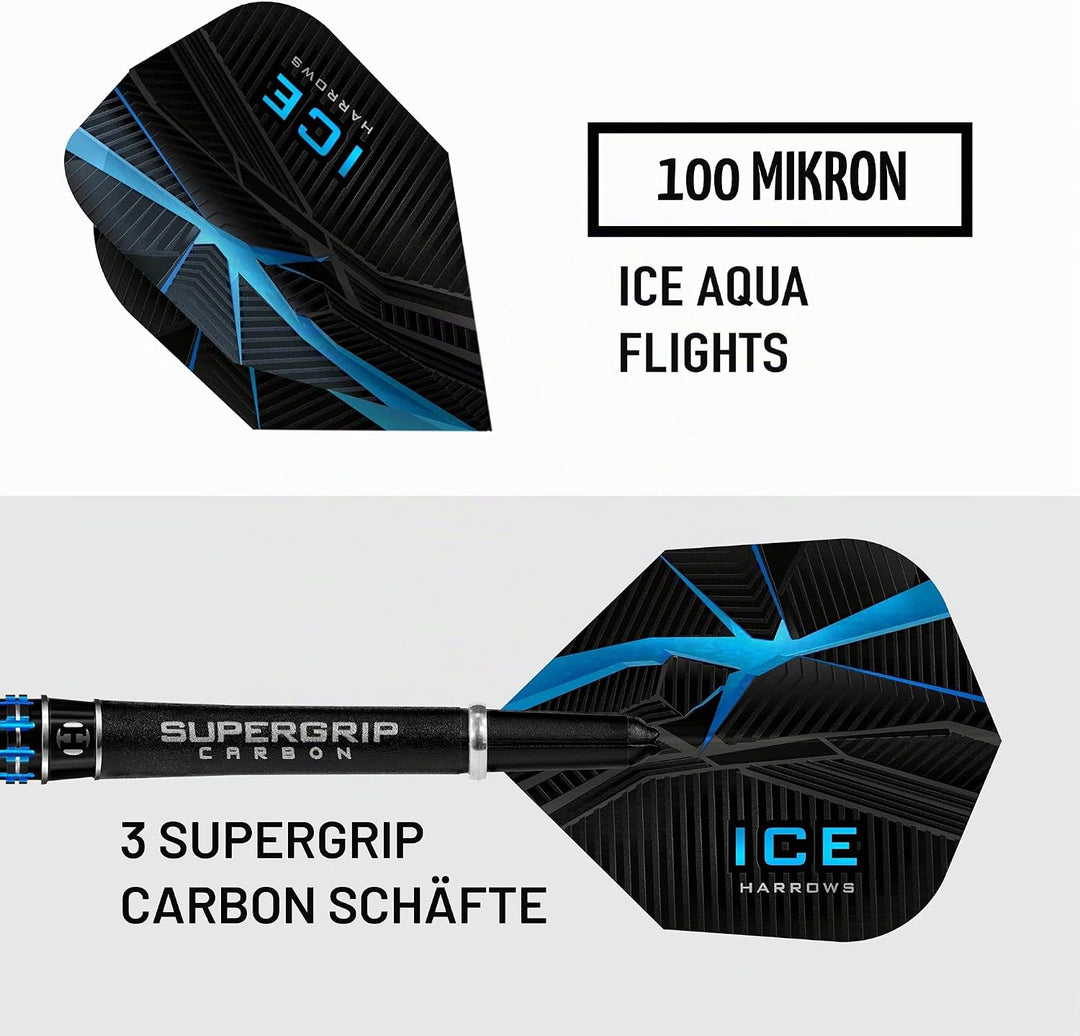 Harrows Ice Recut Dartpfeile, 90% Wolfram, mit Stahlspitze, Verschiedene Gewichte und Farben 24 g sc