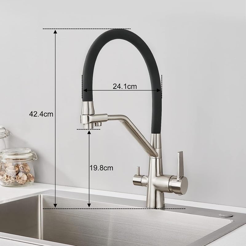 KEOKBON 3 Wege Wasserhahn Küche, 3 in 1 Küchenarmatur Ausziehbar,360° Drehbar Wasserhahn Hochdruck S