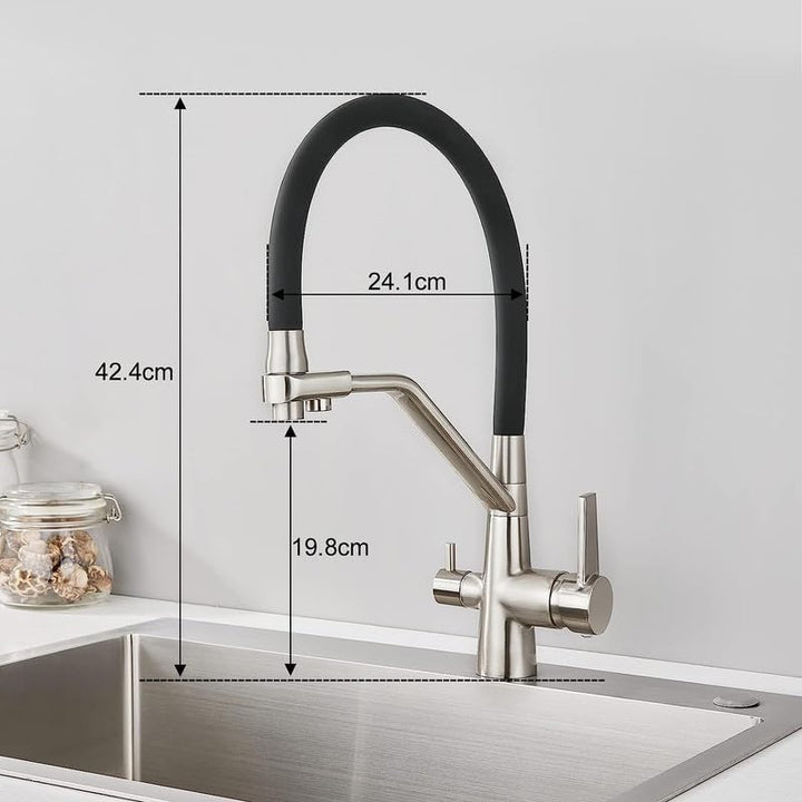 KEOKBON 3 Wege Wasserhahn Küche, 3 in 1 Küchenarmatur Ausziehbar,360° Drehbar Wasserhahn Hochdruck S