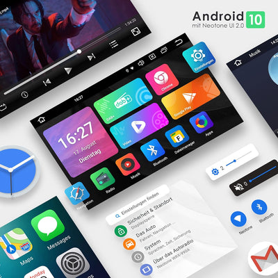 NEOTONE NDX-360A | 2DIN Autoradio mit Android 10.0 Q | Navitel Navigation mit Europakarten + Lifetim