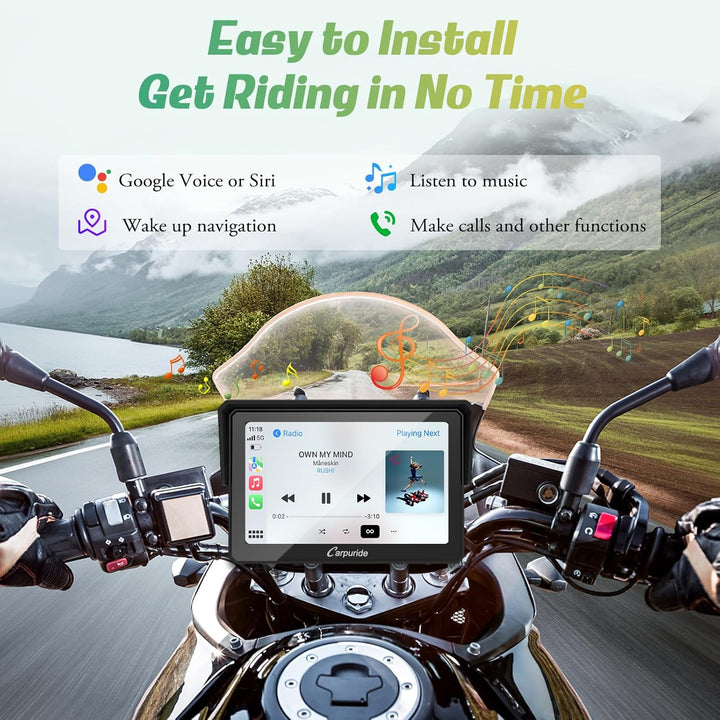 Carpuride W502 Carplay Bildschirm für Moto, Tragbares CarPlay und Android Auto für Motorrad, 5 Zoll