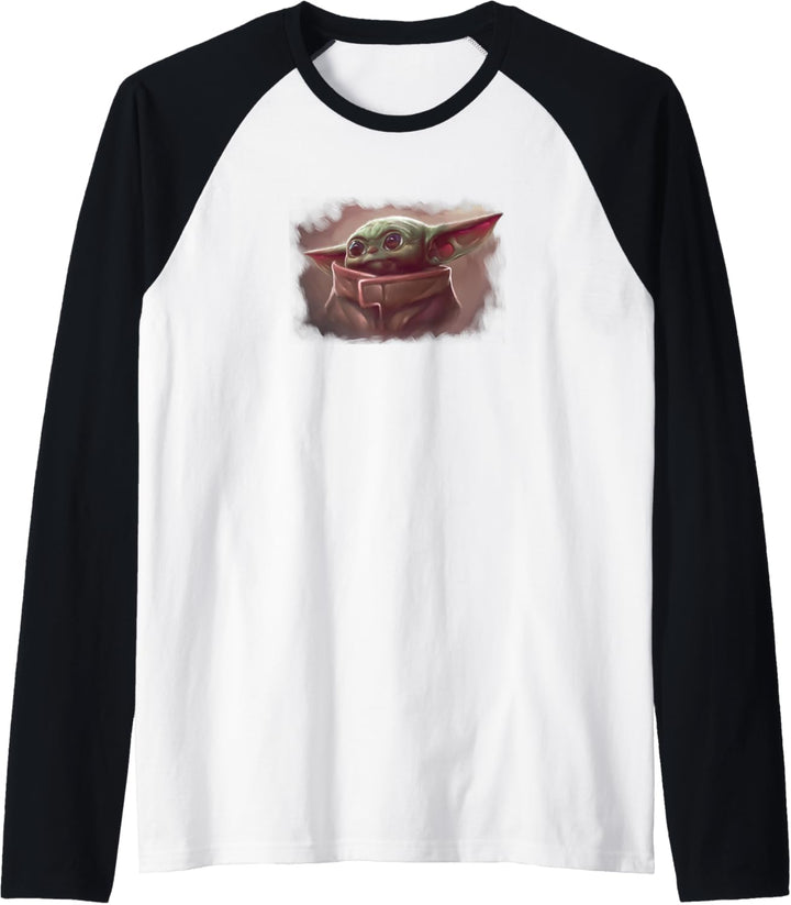 Star Wars The Mandalorian The Child Cute Painted Portrait Raglan
