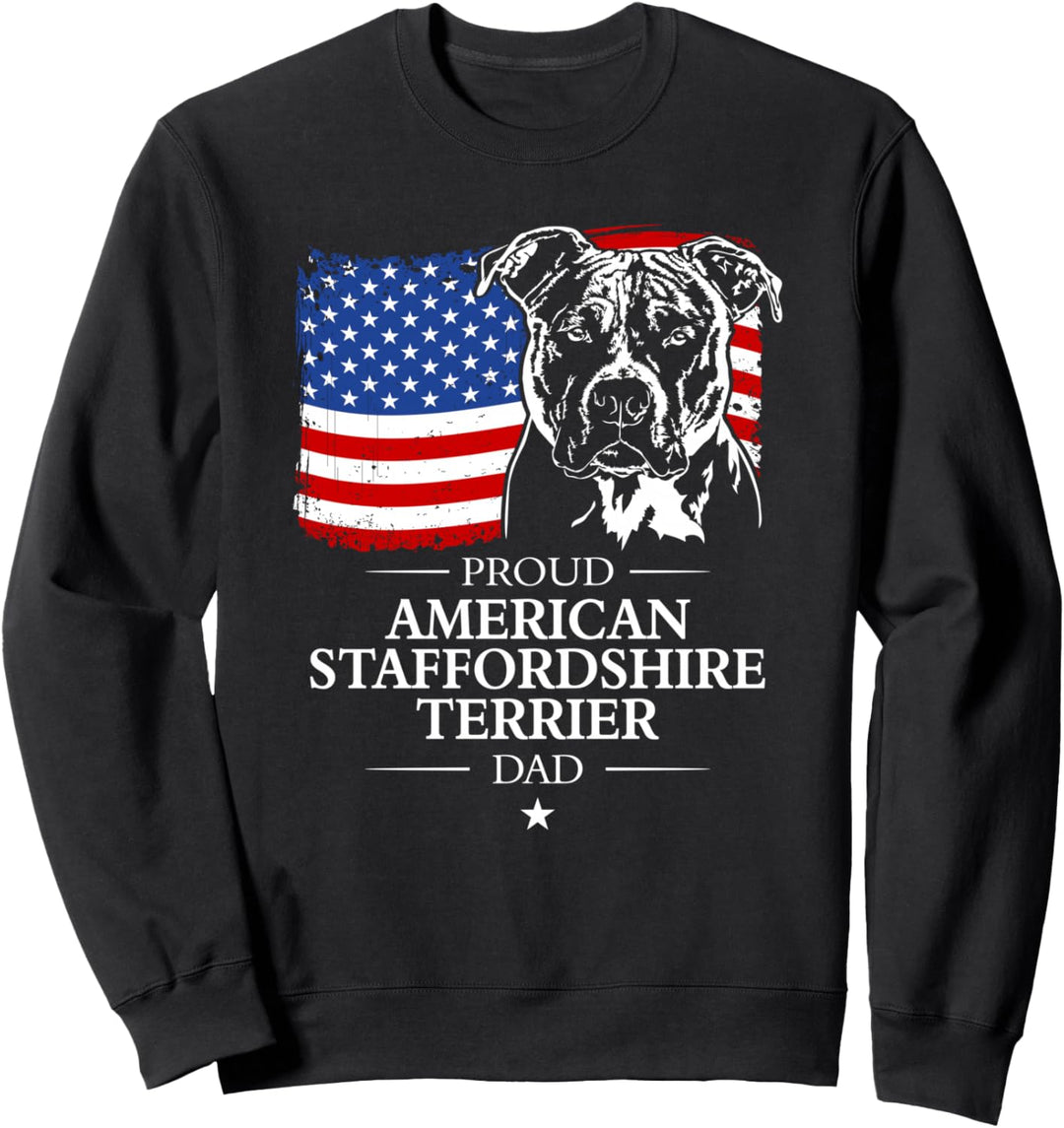 American Staffordshire Terrier Dad Amerika Fahne Hunde Sweatshirt