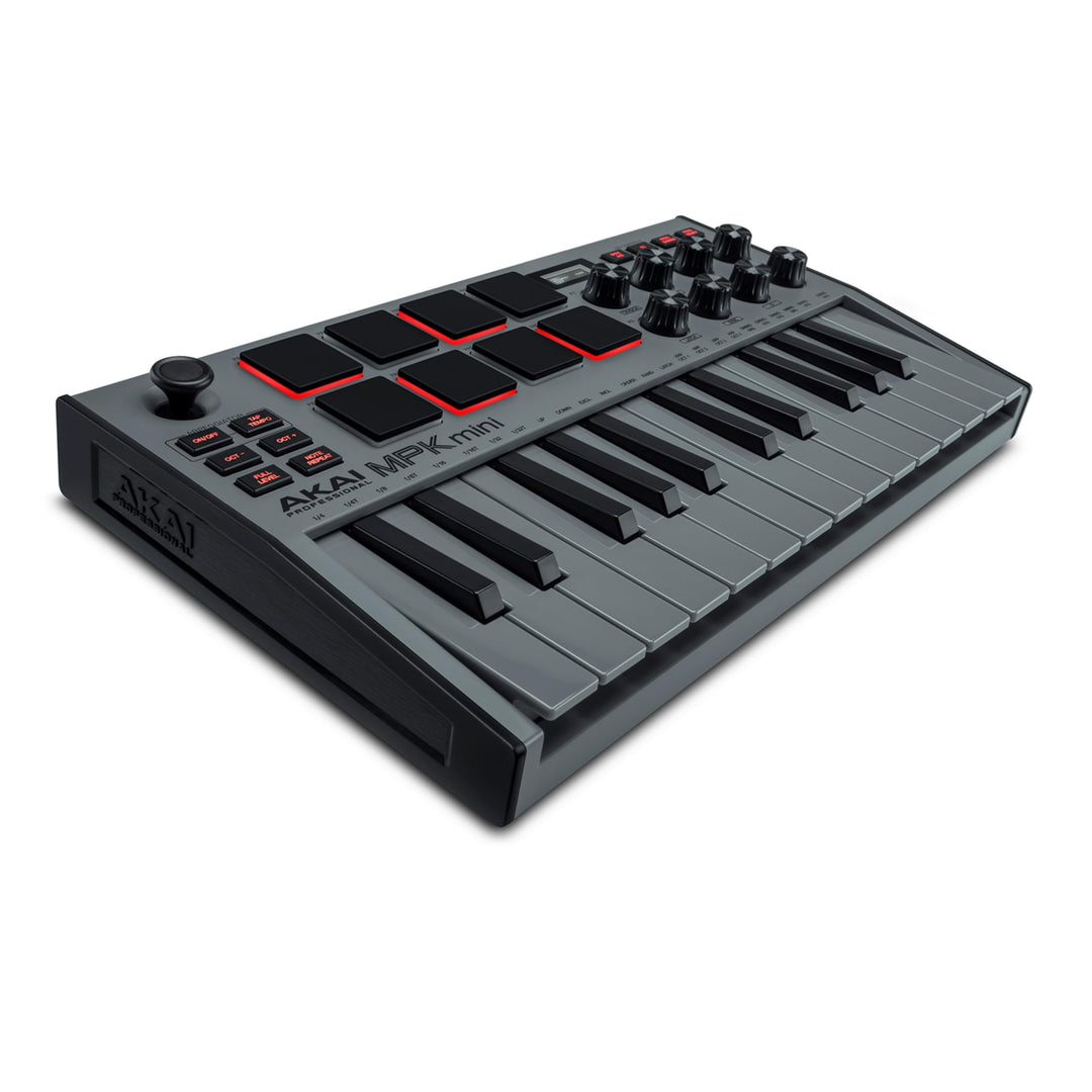 AKAI Professional MPK Mini MK3 – 25-Tasten USB MIDI Keyboard Controller, 8 hintergrundbeleuchtete Dr