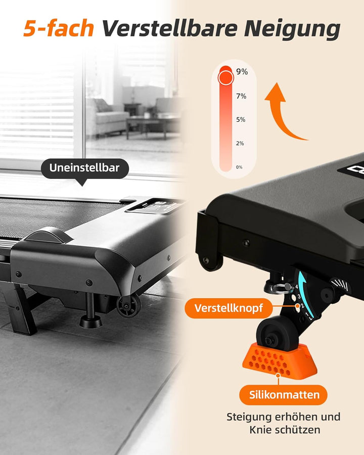 Lichico 3-in-1 Walking Pad mit 0-9% Steigung, Laufband für Zuhause Klein, platzsparendes Heimtrainin
