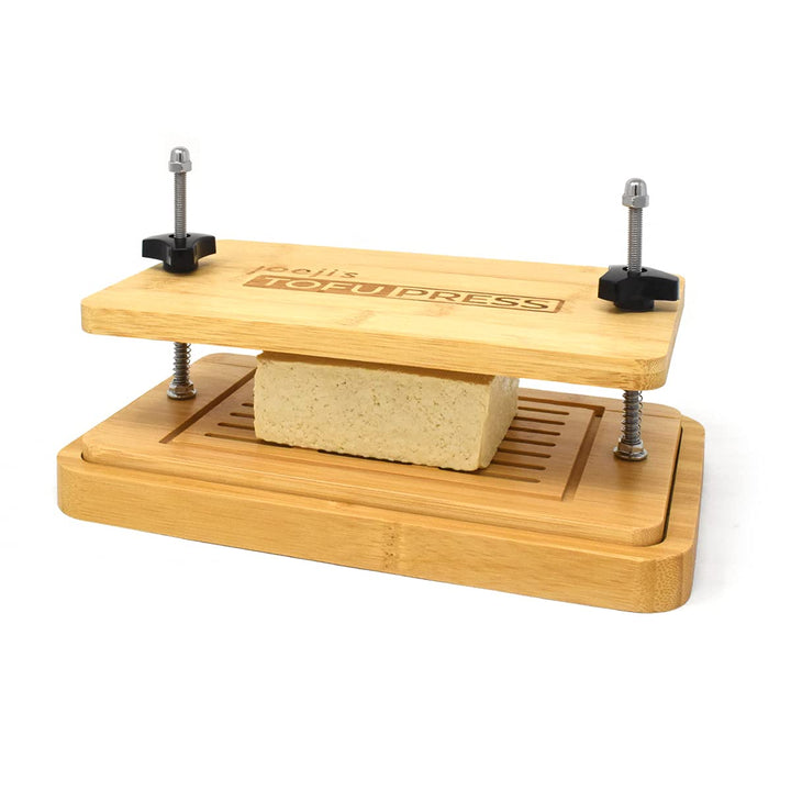 joeji's Kitchen Tofu Presse - Bambus Holz Tofupresse Mit Unterboden - Tofu-Sieb und Abtropfschale -
