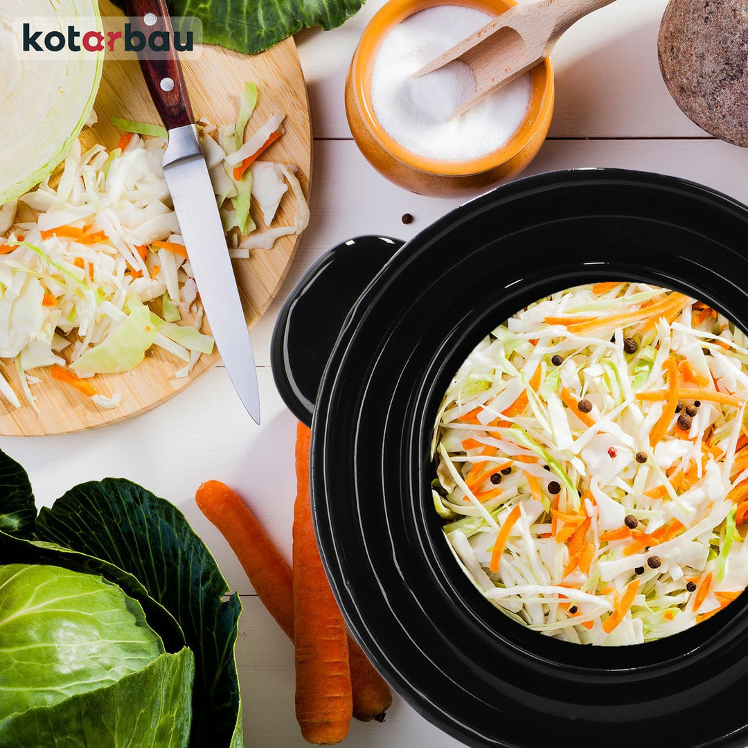 KOTARBAU® Gärtopf Steinzeugtopf Steingut 1,8 l Kimchi Behälter Rumtopf Tontopf Sauerkrauttopf Tontop