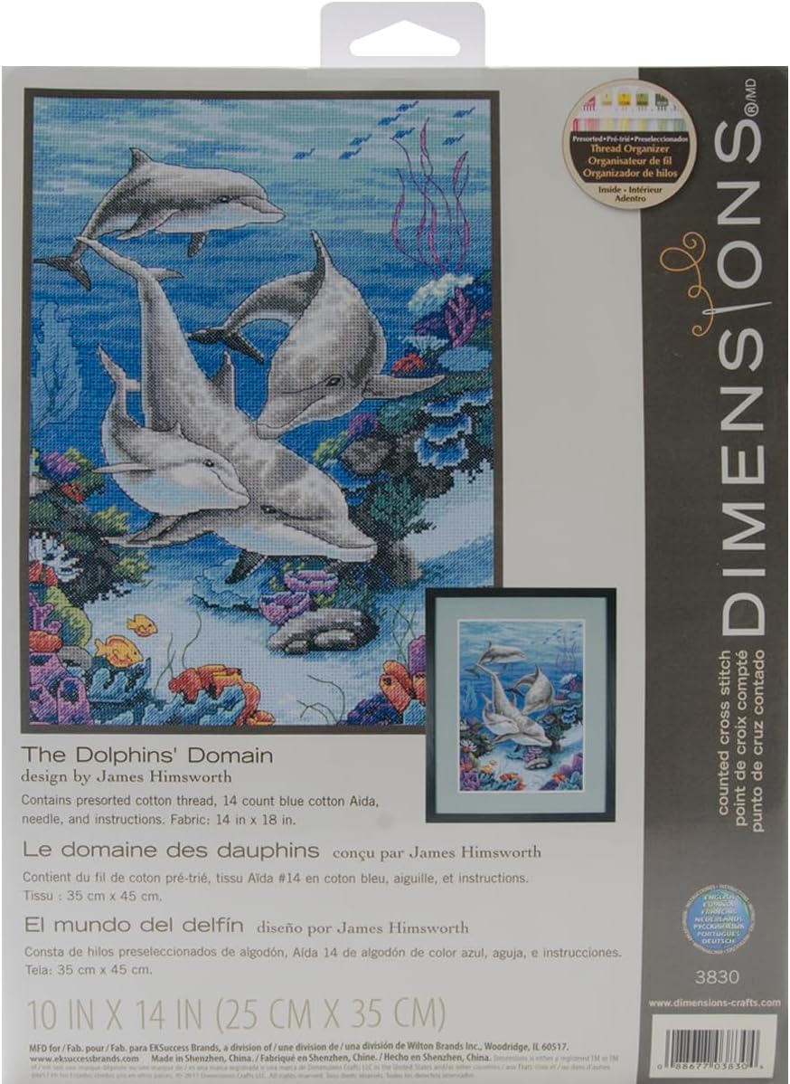 Dimensions Gezählter Kreuzstick Set, Dolphins' Domain, Blau Die Delfin-Domäne (The Dolphins Domain),