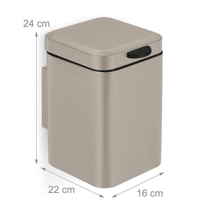 Relaxdays Kosmetikeimer Wandmontage, 3 l, Absenkautomatik, entnehmbarer Inneneimer, Bad Mülleimer, E