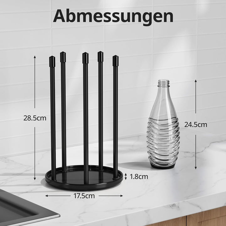 Flaschenhalter für SodaStream - Premium Abtropfhalter aus Keramik Abtropfständer mit Abtropfwanne fü