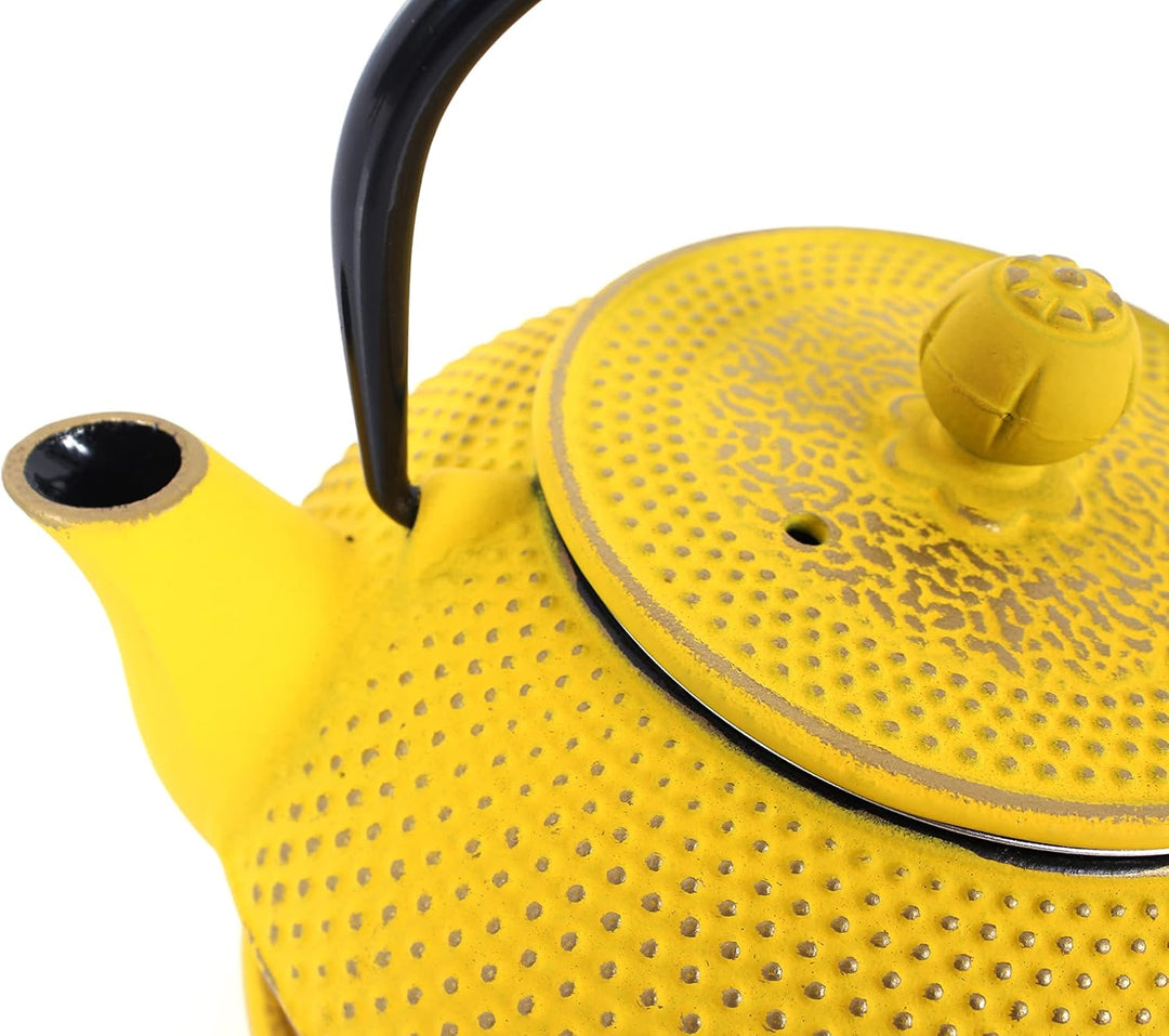 Echtwerk Teeservice aus Gusseisen, Teekanne 0,8 L mit abnehmbarem Sieb, Teebereiter mit Untersetzer,