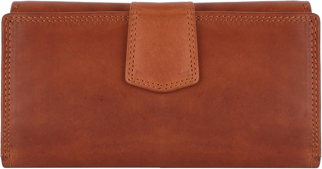 Benthill Damen Geldbörse Gross Echt Leder | Grosses Portemonnaie XXL mit RFID Schutz | Vintage Echtl