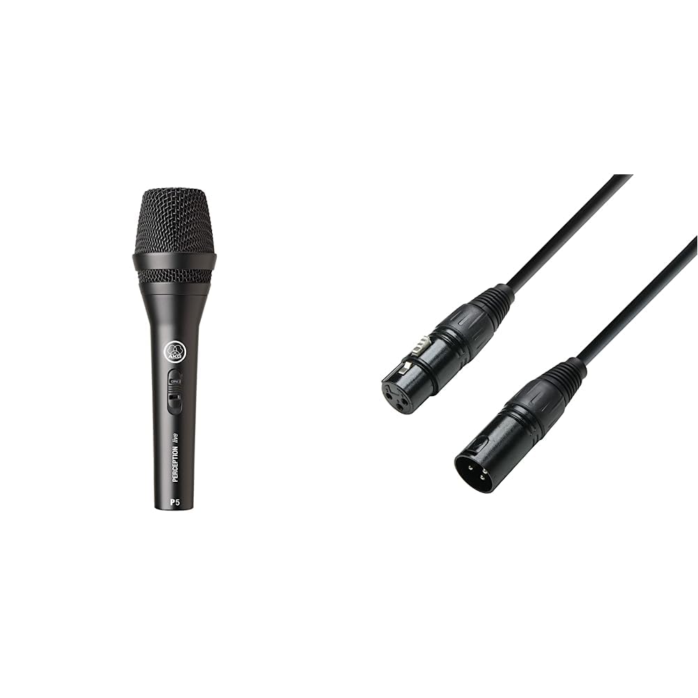 AKG P5s Professionelles dynamisches Live-Gesangsmikrofon mit Schalter &amp; Adam Hall Cables 3 Star DMF
