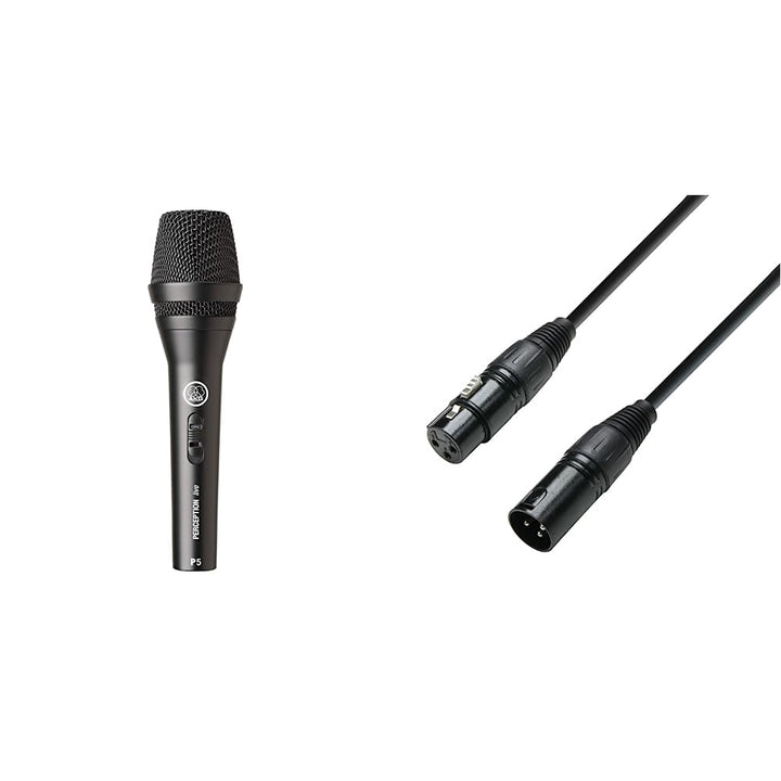 AKG P5s Professionelles dynamisches Live-Gesangsmikrofon mit Schalter &amp; Adam Hall Cables 3 Star DMF