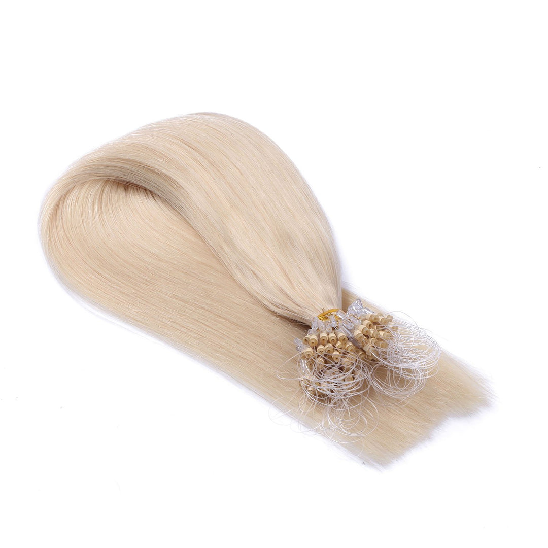 Micro-Ring/Loop Hair Extensions (#60 - WEISSBLOND - 50 cm - 250 Strähnen - 1g) 100% Remy Echthaar Ha
