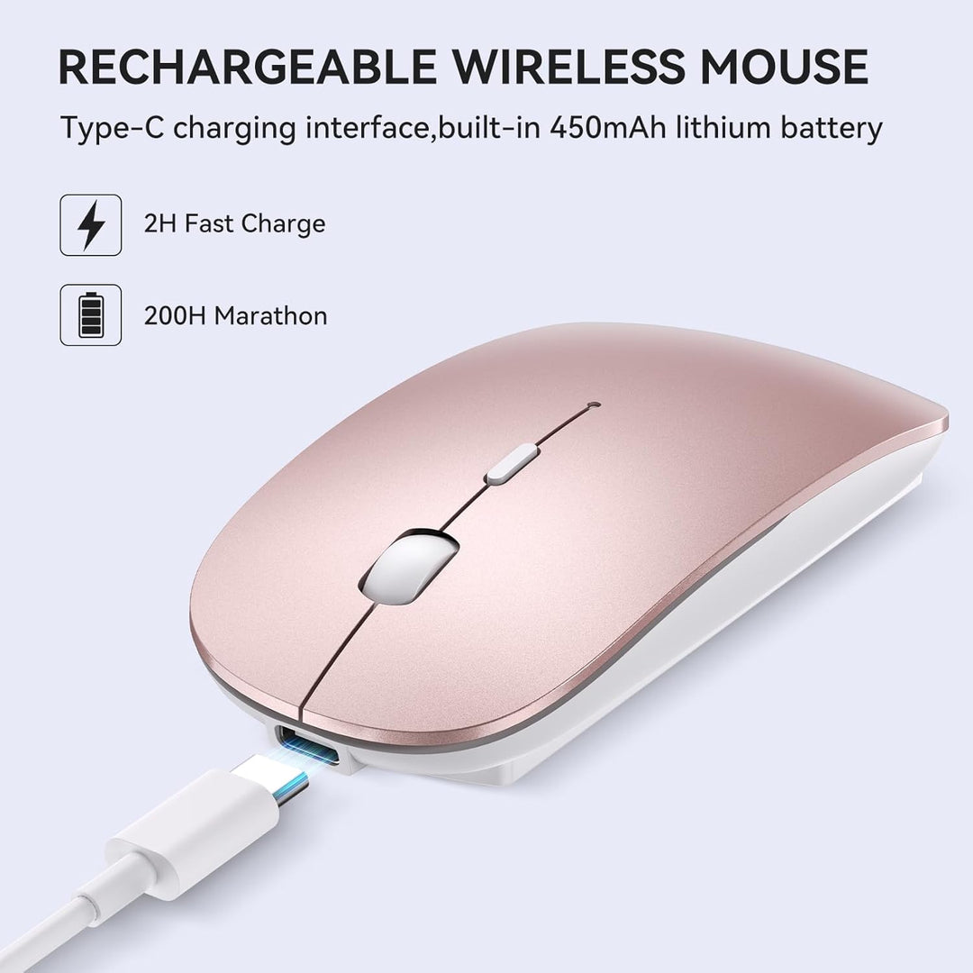 RaceGT Maus Kabellos USB-C & USB-A, Mouse Aufladbar 2,4GHz Leise klick Beidhändig 3 Adjustable DPI L